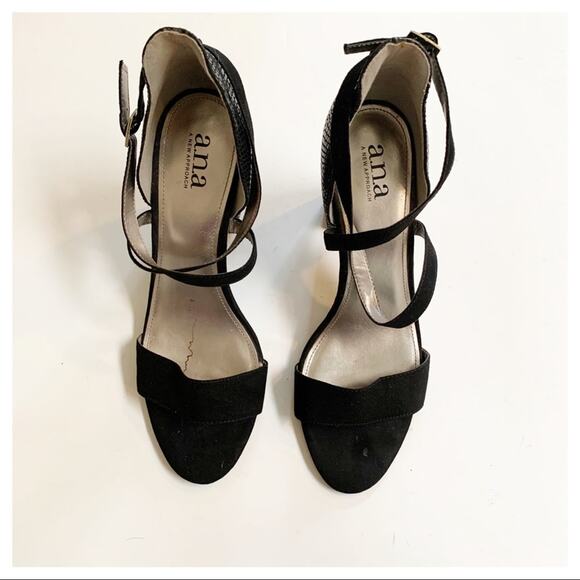 a.n.a Reptile Strappy Block Heel Black Size 10 Glam Whimsygoth - Picture 3 of 13